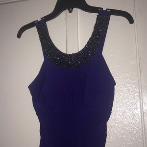 Cachet NWOT royal blue/ purple dress beaded neck